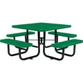 Global Equipment 46" Square Outdoor Steel Picnic Table, Perforated Metal, Green 694551GN